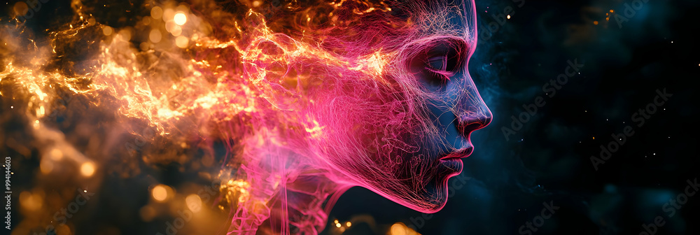Abstract Portrait with Fire and Light Trails Abstract Portrait with Fire and Light Trails