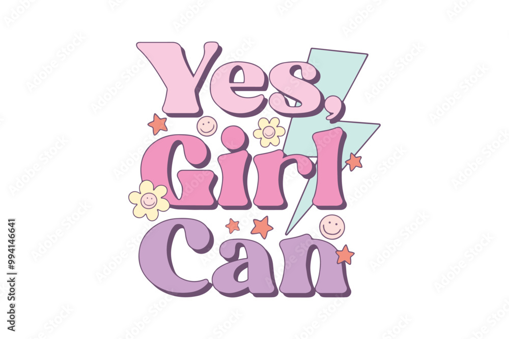 Yes girl Can, Girl Power Quote Sublimation T shirt Design Yes girl Can, Girl Power Quote Sublimation T shirt Design