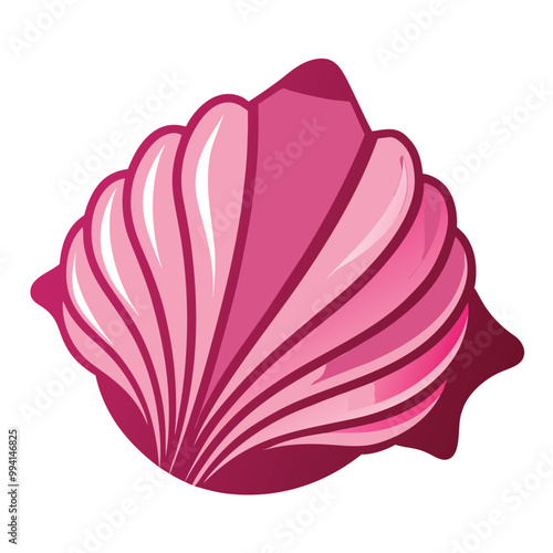 Pink Seashell vector illustration isolated on a white background