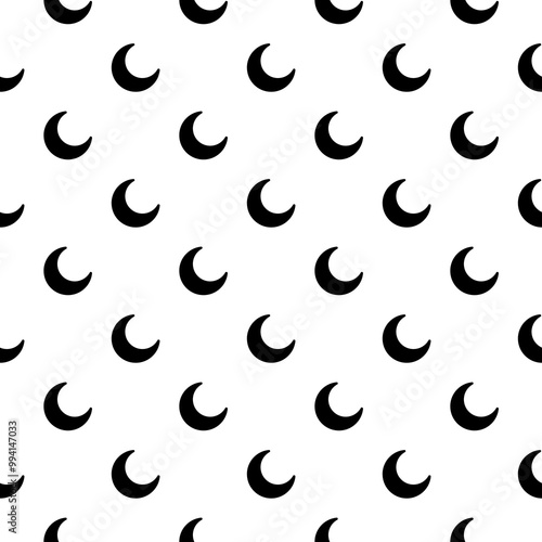 Black crescent moon seamless pattern