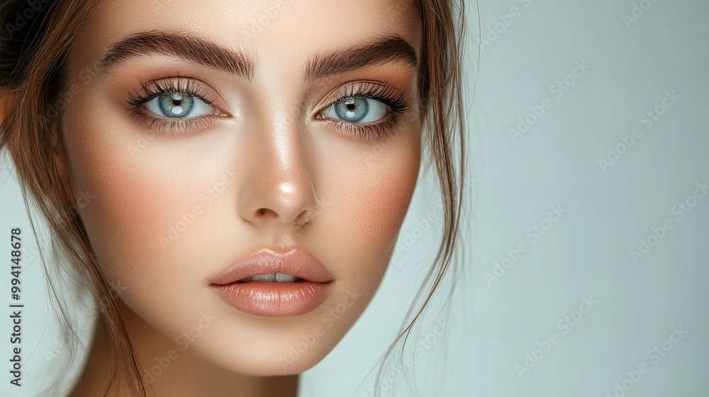 closeup portrait of a sensual model looking at camera, concept of beauty, skincare and cosmetics closeup portrait of a sensual model looking at camera, concept of beauty, skincare and cosmetics