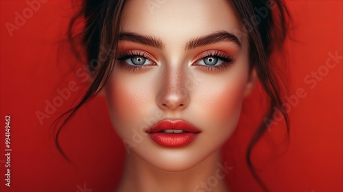 closeup portrait of a sensual model looking at camera, concept of beauty, skincare and cosmetics