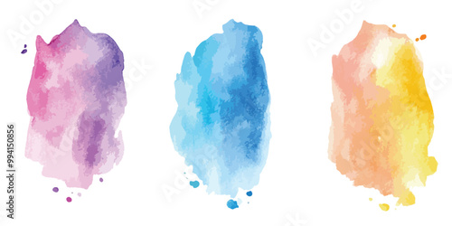 Set of watercolor circles multicolored, Colors watercolor paint stains vector backgrounds.