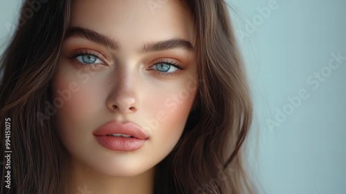 closeup portrait of a sensual model looking at camera, concept of beauty, skincare and cosmetics