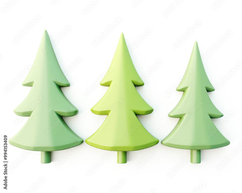 Obraz premium vector illustration of a set of three Christmas trees on a white background isolated