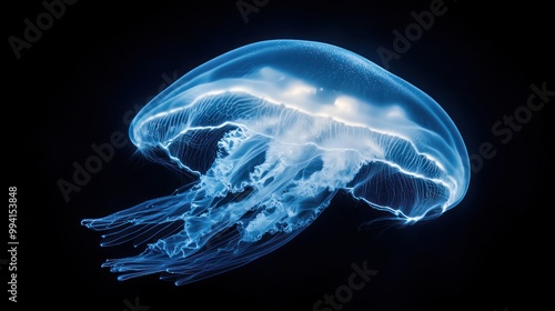 A Closeup of a Glowing Jellyfish