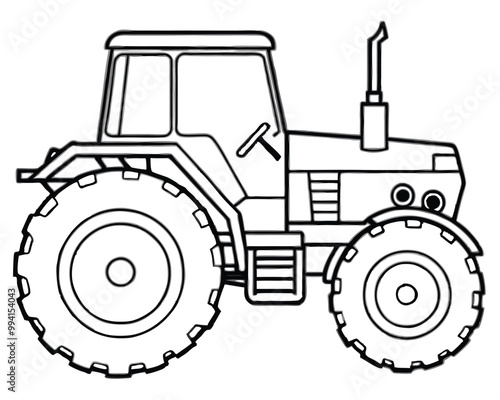 Tractor vector line art silhouette