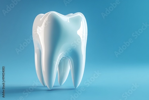 Dental care essentials on blue background: Tooth models, toothbrush, dental implants, and tools showcasing oral hygiene, dentistry, and modern dental care.