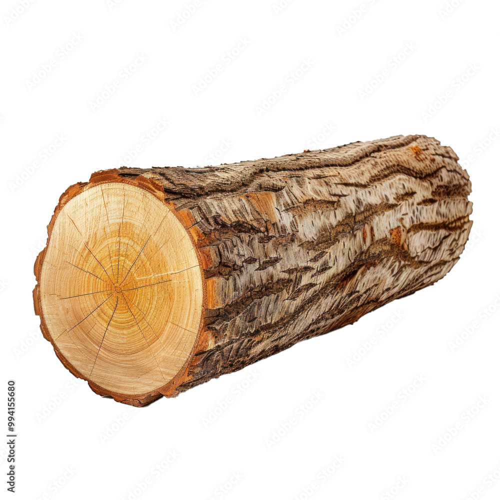 Fototapeta premium Poplar log isolated showing growth rings on white background