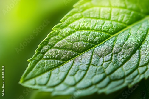 Fresh Mint Leaf Close-Up Natures Vibrant Green