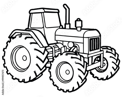 Tractor vector line art silhouette