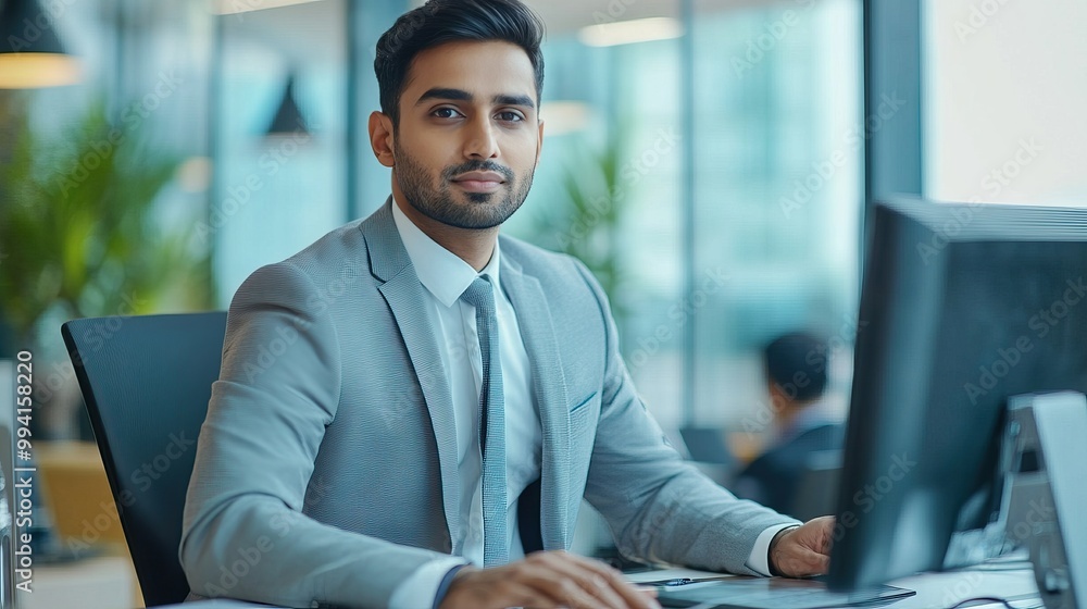 Confident Businessman in Office Setting Confident Businessman in Office Setting