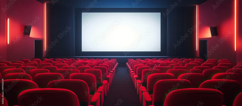 Fototapeta premium Empty Cinema Theater with Red Seats