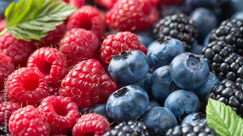 Fresh Berries Mix. Background With Assortment Of Ripe Berries, Close Up View, Healthy Eating Fresh Berries Mix. Background With Assortment Of Ripe Berries, Close Up View, Healthy Eating