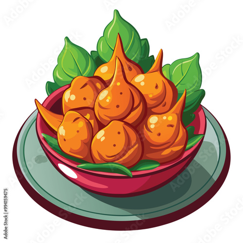 Vegetable pakoras vector illustration isolated on a white background