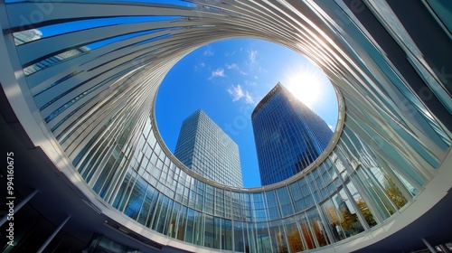 Use a fisheye lens to capture the exaggerated curves of a modern building. 