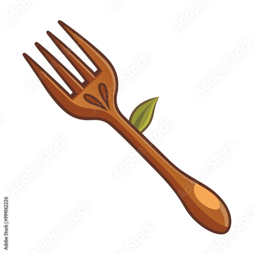 Wooden fork vector illustration isolated on a white background