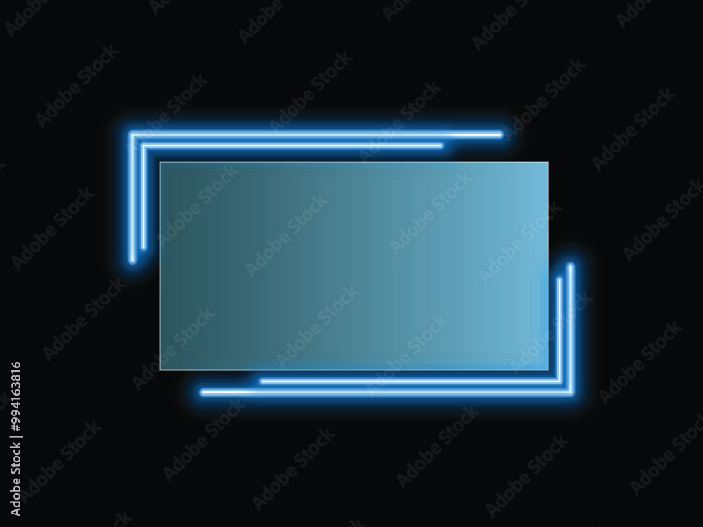 Glass banner. Transparent geometric shapes. Neon board for social media posts. Rectangular glass banner. Transparent billboard with neon lights. Vector illustration. Glass banner. Transparent geometric shapes. Neon board for social media posts. Rectangular glass banner. Transparent billboard with neon lights. Vector illustration.