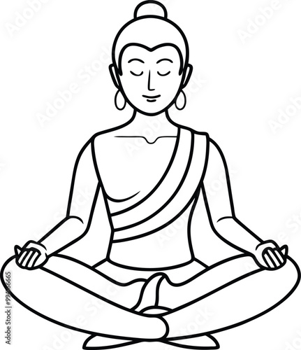 Meditation practices single line art vector illustration on white background.