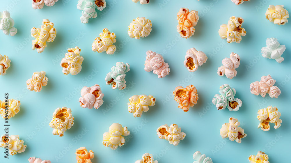 Popcorn seamless pattern made of different flavours of popcorn Popcorn seamless pattern made of different flavours of popcorn