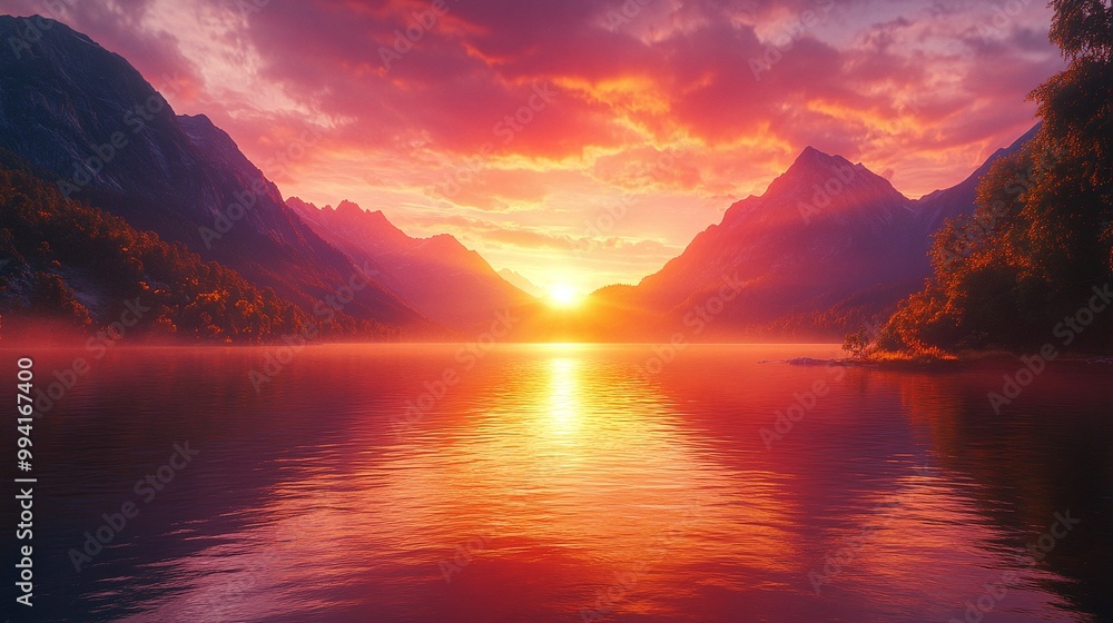 nature background of a beautiful sunset over a tranquil mountain lake with serene reflections and peaceful evening scenery nature background of a beautiful sunset over a tranquil mountain lake with serene reflections and peaceful evening scenery