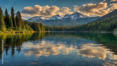 Mirror Lake with Mountain Reflections