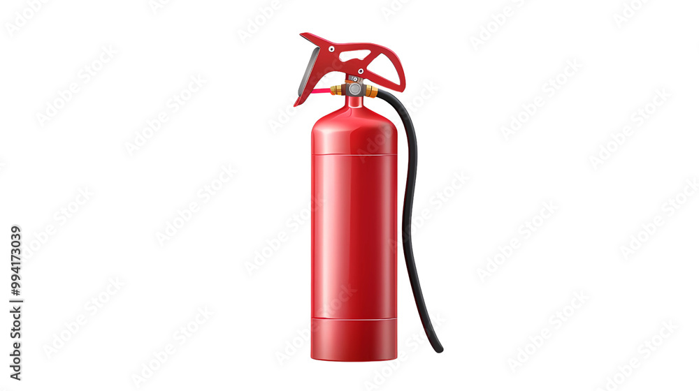 A red fire extinguisher isolated on transparent background, png file, Generative AI illustrations. A red fire extinguisher isolated on transparent background, png file, Generative AI illustrations.