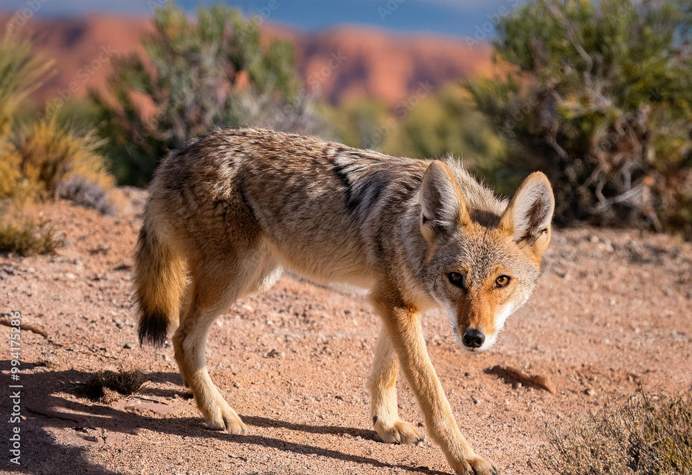 Fototapeta premium Coyote in the desert close up 