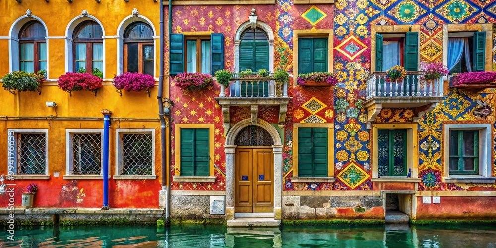 Naklejka premium Elegant Venetian Texture Wall with Rich Colors and Intricate Patterns for Architectural Inspiration