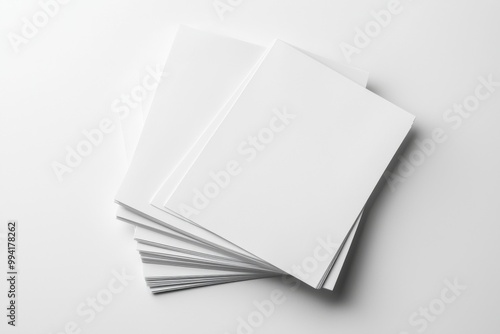 Blank A4 Stacked Paper Mockup isolated created with Generative AI