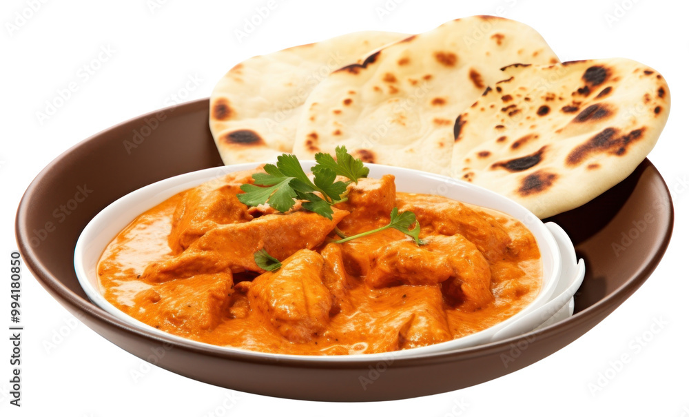 PNG Nan bread food curry plate. PNG Nan bread food curry plate.