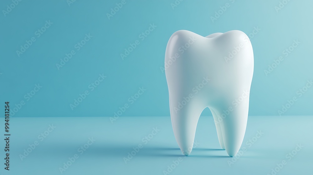 Isolated White Tooth Model on Blue Background - Dental Health Concept Isolated White Tooth Model on Blue Background - Dental Health Concept