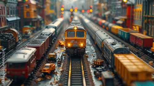 Model Train  in a Miniature City