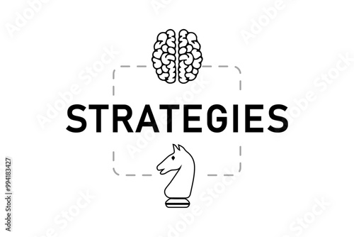 STRATEGY TEXT BANNER BACKGROUND, STRATEGIES TYPOGRAPHY TEMPLATE COVER DESIGN ILLUSTRATION FOR MAKRETING, BROCHURE, FLYER, CARD