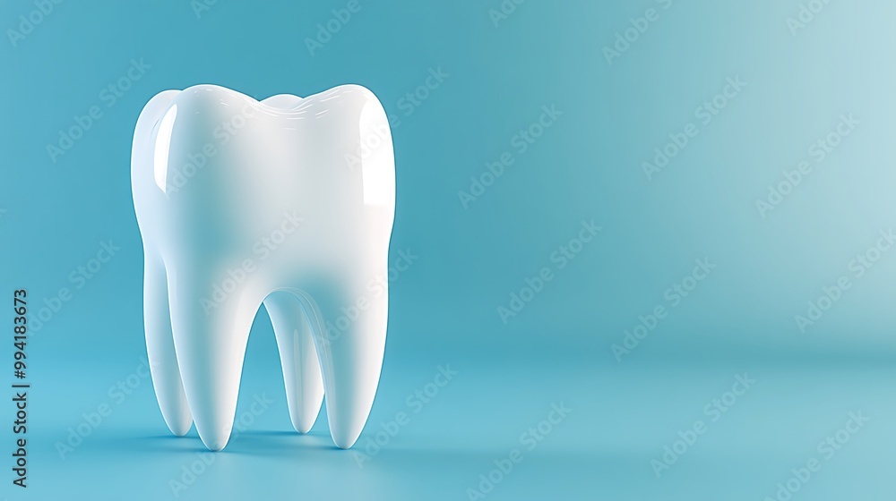 Isolated White Tooth Model on Blue Background - Dental Health Concept Isolated White Tooth Model on Blue Background - Dental Health Concept