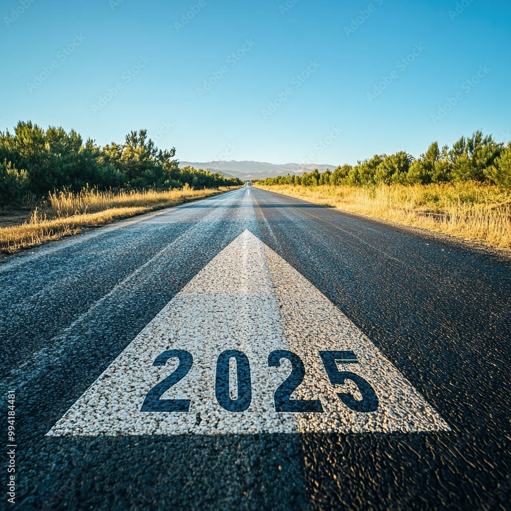 Road to 2025: A journey of progress and opportunity. Asphalt road