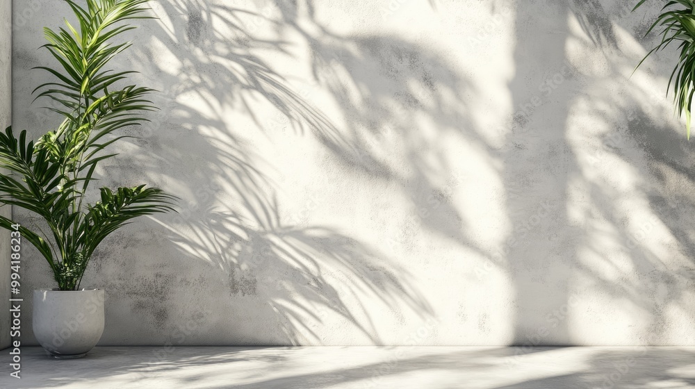 Textured Cement Wall in White and Gray Hues Accentuated by Subtle Plant Leaves Creating Beautiful Shadows Textured Cement Wall in White and Gray Hues Accentuated by Subtle Plant Leaves Creating Beautiful Shadows