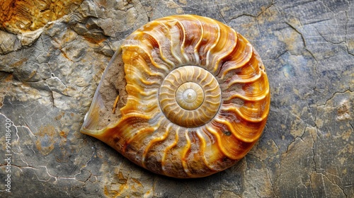 Abstract wallpaper featuring a nautilus shell, with a focus on its detailed swirl. The shell's natural beauty is a perfect example of marine life and nature.