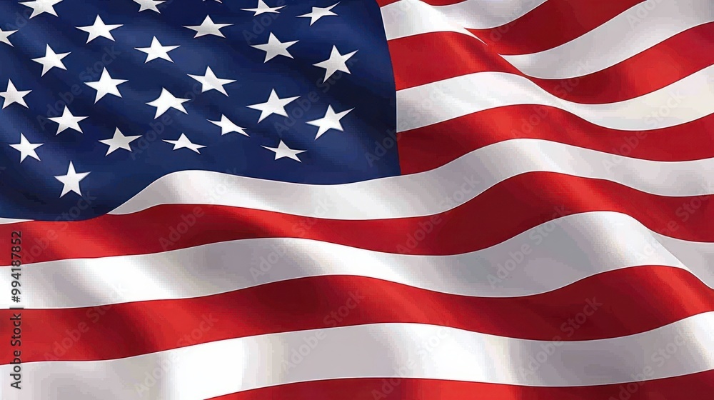 Fototapeta premium A red, white and blue American flag with stars