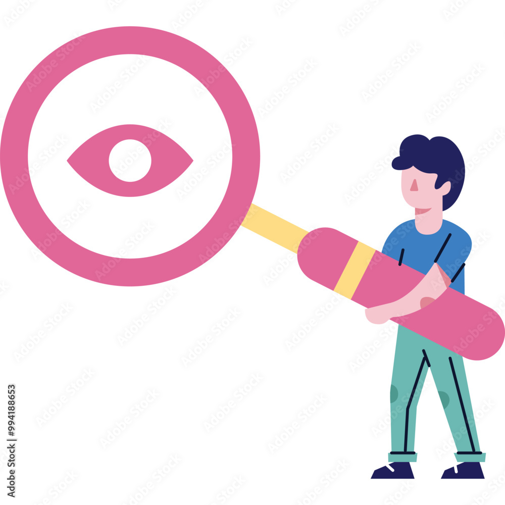 Business vision icon vector man holding magnifier Business vision icon vector man holding magnifier