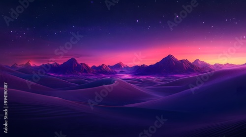 Purple dunes at night, a purple and blue gradient sky