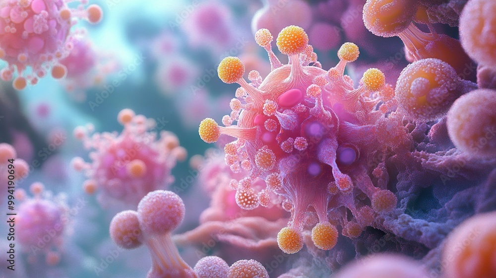 Microscopic View of a Virus Cell - Scientific Illustration Microscopic View of a Virus Cell - Scientific Illustration