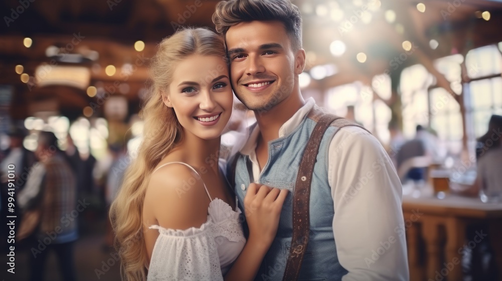 European young couple celebrating oktoberfest European young couple celebrating oktoberfest