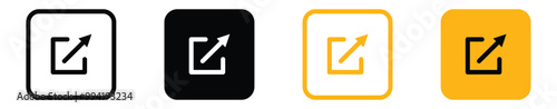Share icon button, External Link Icon symbol with arrow box, page open new window icon , open another tab icon button.