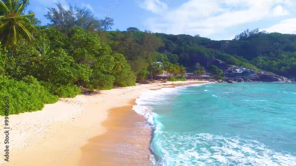 Aerial view of Anse takamaka beach in Seychelle, Indian Ocean Aerial view of Anse takamaka beach in Seychelle, Indian Ocean