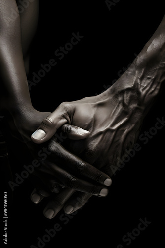 Black and White Artistic Capture of Two Hands Representing Connection, Tenderness and Unity