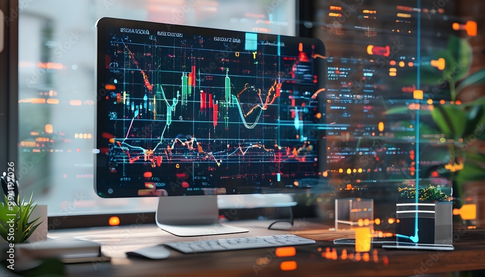 Futuristic 3D Chart Illustrating Tech Analytics and AI-Driven Data ...