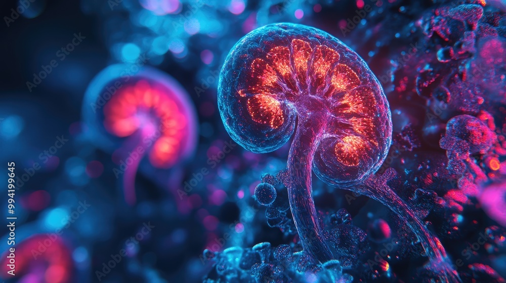 Renal pathology image showing chronic kidney disease effects Renal pathology image showing chronic kidney disease effects
