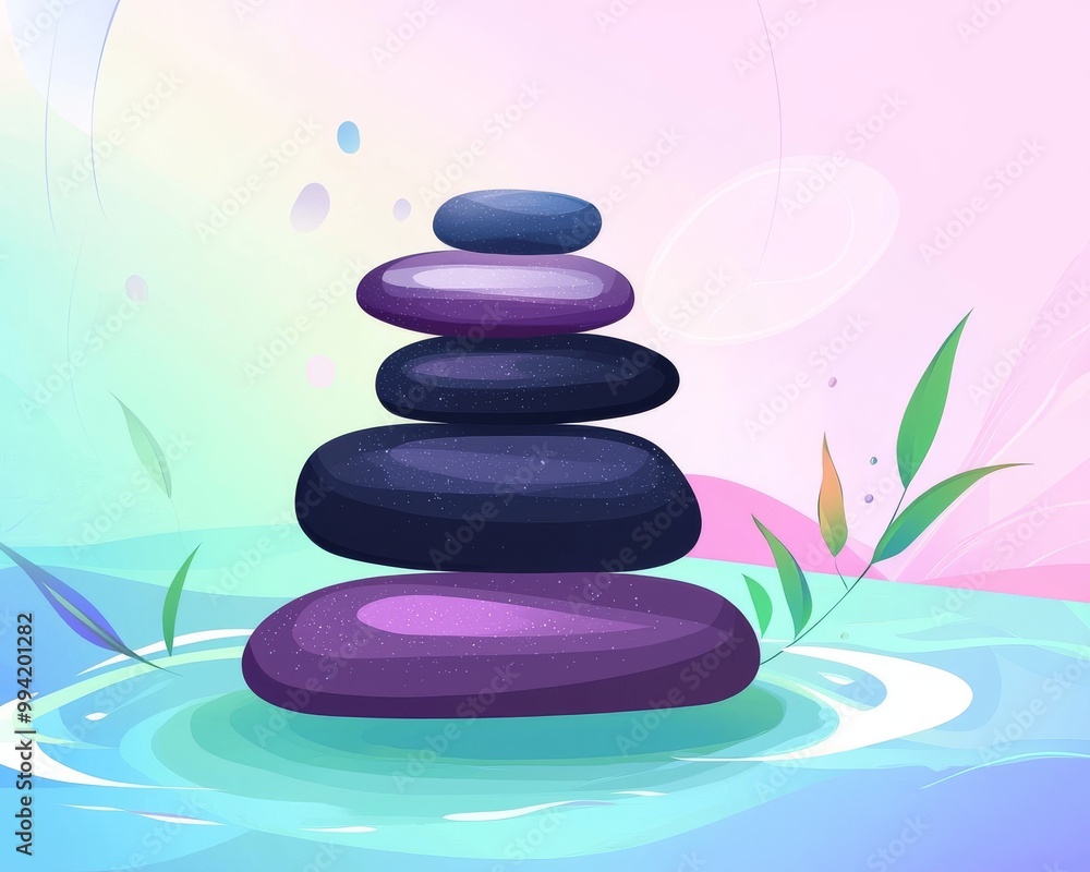 A serene stack of smooth stones with a colorful gradient background, symbolizing balance and tranquility. A serene stack of smooth stones with a colorful gradient background, symbolizing balance and tranquility.