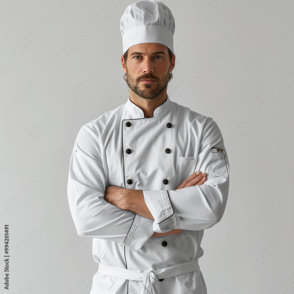 White blank Chef's uniform as mockup. Isolated on white. White blank Chef's uniform as mockup. Isolated on white.